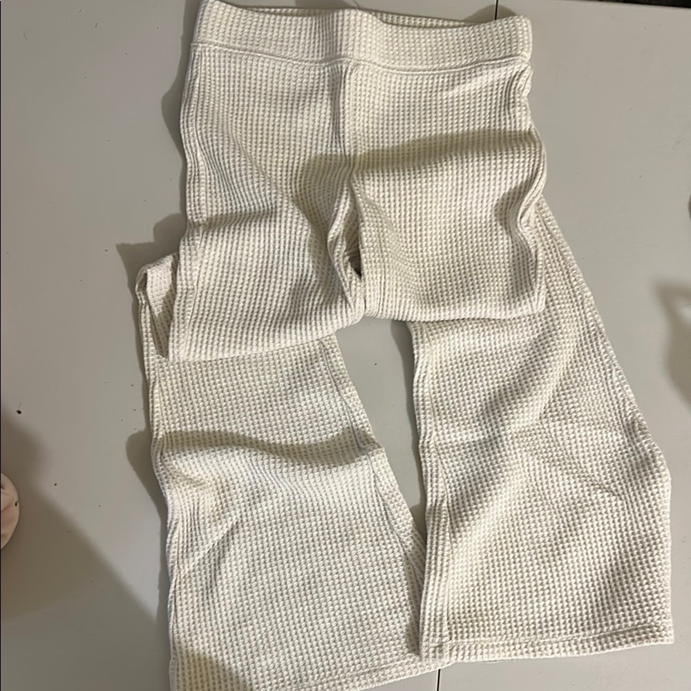 Aerie White Ribbed Pants/Leggings